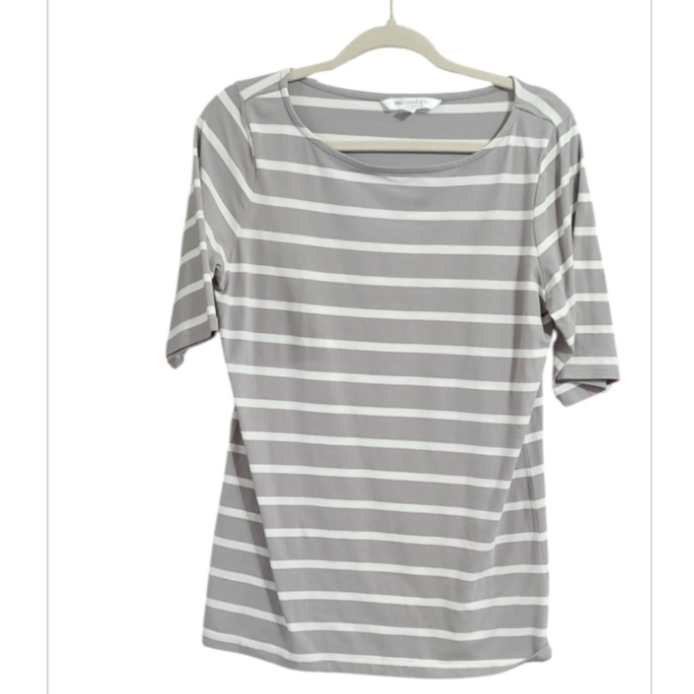 Real Conforts By Chadwick Classic Gray Striped Tee Size MT